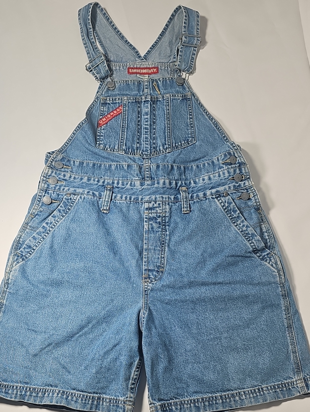 UNIONBAY Medium Blue Denim Short Overalls